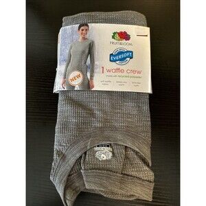 Fruit of the Loom Womans Waffle Eversoft Crew Thermal Gray Shirt Size Small NWT